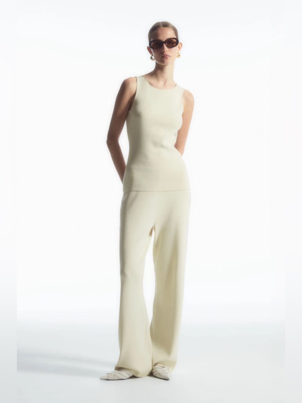COS Matching Set Sleeveless Knit Top with Wide-Leg Pants Size M/L